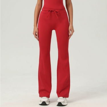 Peach Hip Raise Yoga Bell-Bottom Pants Fitness Sports Wide Legs Bootcut Trousers High Waist Drawstring Quick Drying Yoga Pants Women - Modestly Vogue